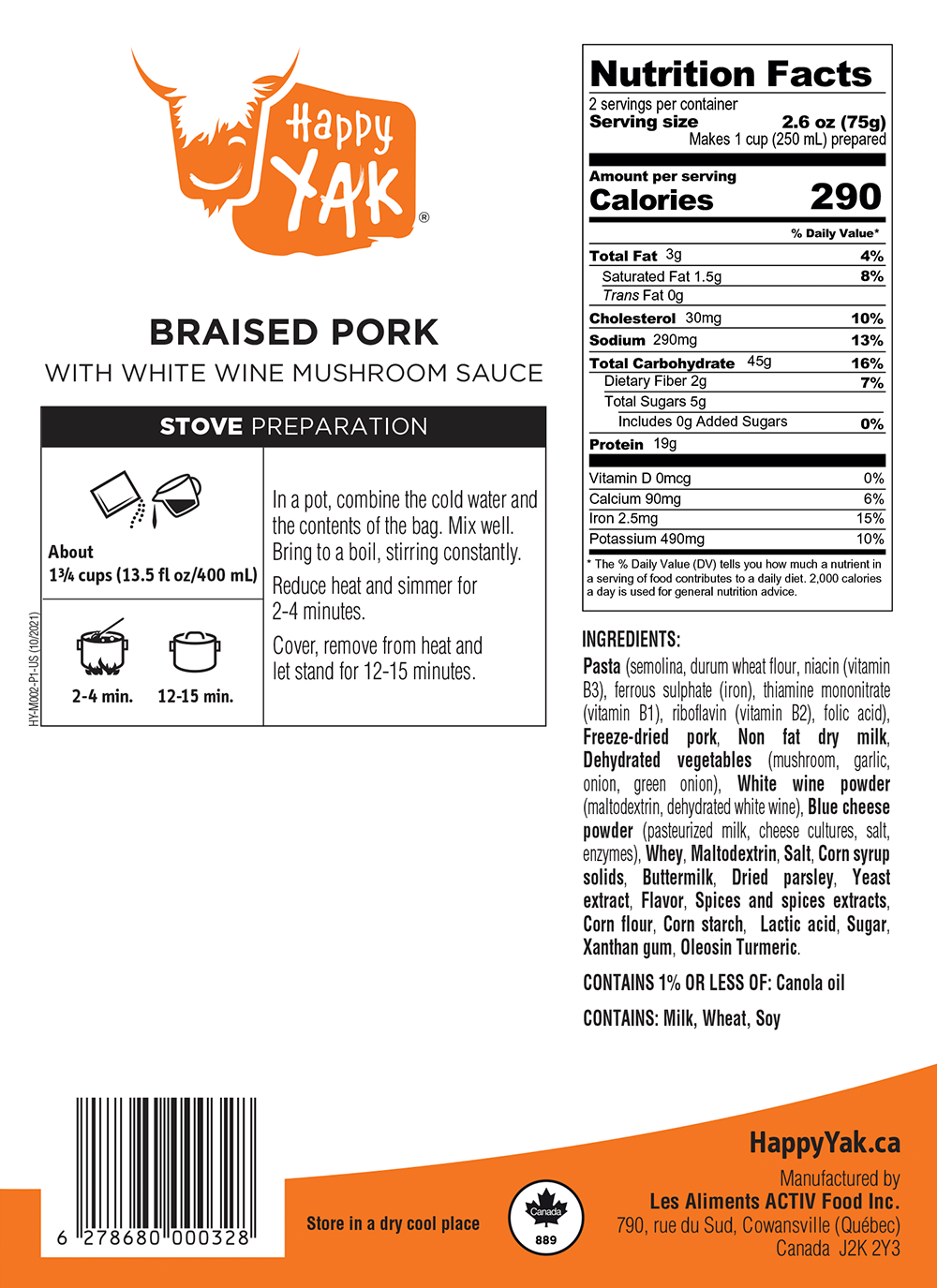 happy Yak - Braised Pork with White Wine Mushroom Sauce