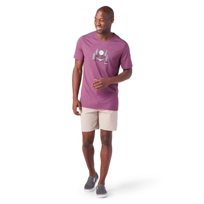Smartwool - Men's Merino Sport Midnight Snooze Short Sleeve Graphic Tee - Argyle Purple Heather