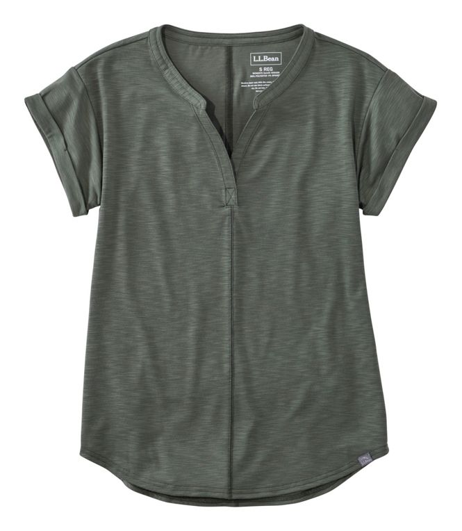 L.L. Bean - Women's Streamside Tee, Short-Sleeve Splitneck