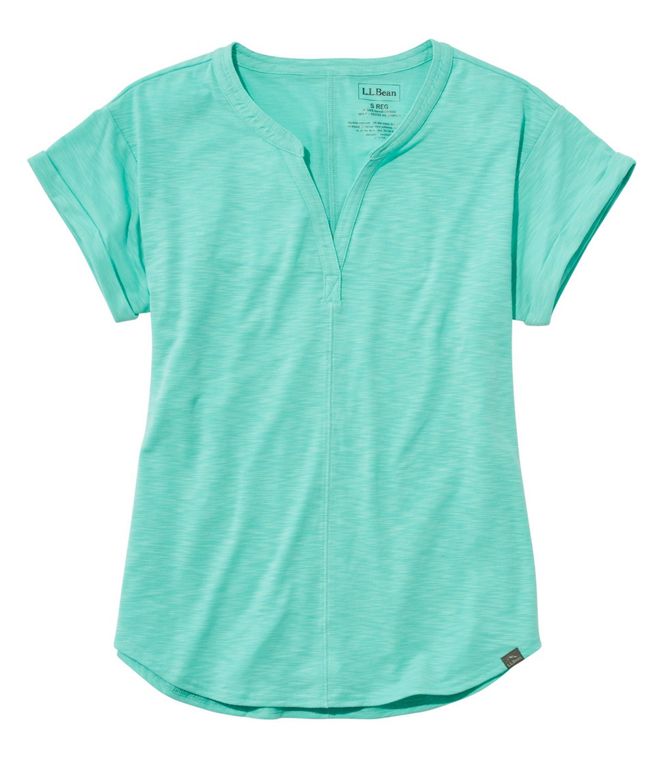 L.L. Bean - Women's Streamside Tee, Short-Sleeve Splitneck