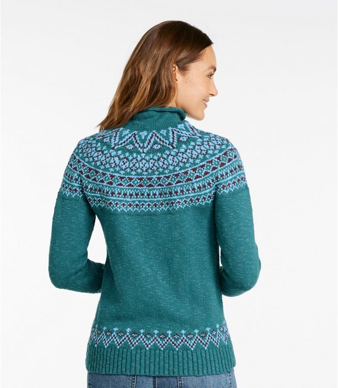 L.L. Bean - Cotton Ragg Crewneck Fair Isle Women's Regular