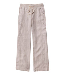 L.L. Bean - Women's Premium Linen Breezy Pull-On Utility Pants, Mid-Rise Wide-Leg