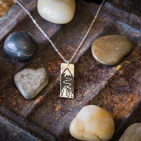 The Bearded Jeweler - Winter Ski Slope Wide Bar Necklace | Hand crafted sterling silver