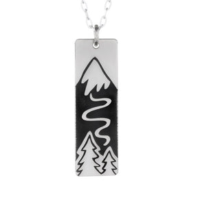 The Bearded Jeweler - Winter Ski Slope Wide Bar Necklace | Hand crafted sterling silver